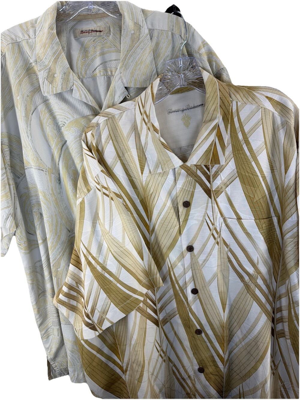 Lot of 2 Tommy Bahama Men’s 2XL (Big & Tall) 100% Silk Camp Shirt Hawaiian